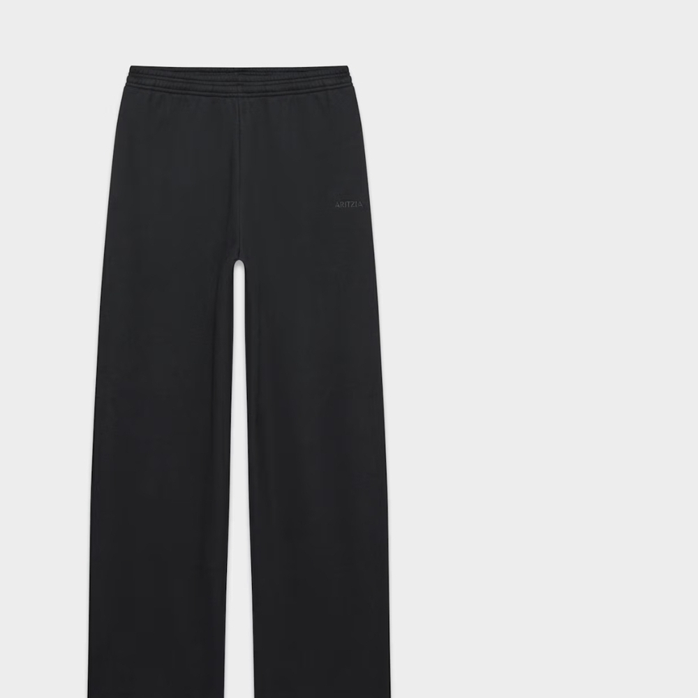 Aritzia Sweatfleece Black Wide-Leg Barrel Sweatpants
